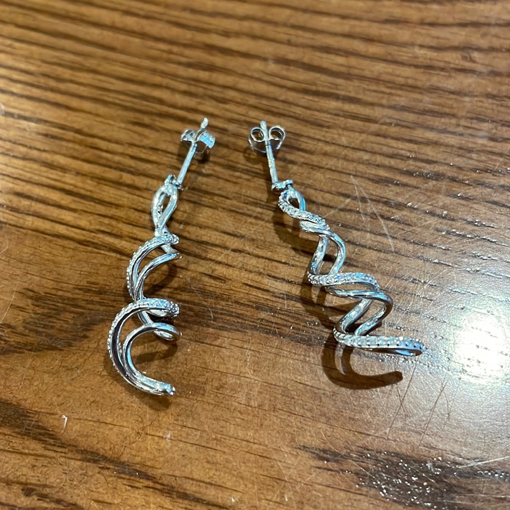 Spiral dangly silver earrings